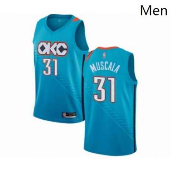 Mens Oklahoma City Thunder 31 Mike Muscala Authentic Turquoise Basketball Jersey City Edition